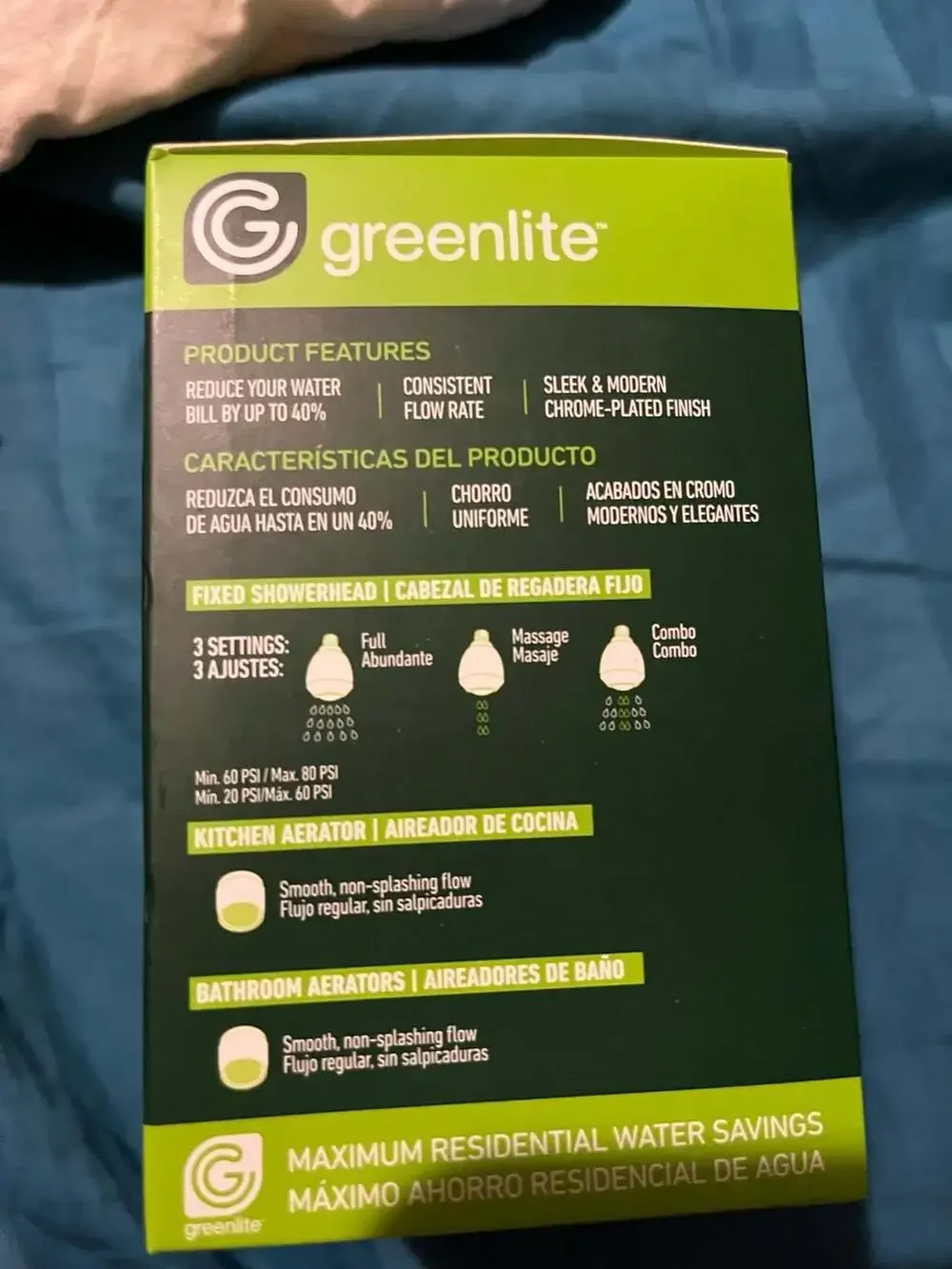 Greenlite High-Efficiency Water-Saving Kit with Fixed Showerhead and 3 Aerators